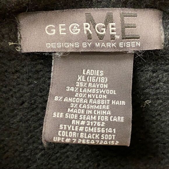 George Designs Mark Eisen academia cashmere open front black and camel cardigan - Picture 7 of 10